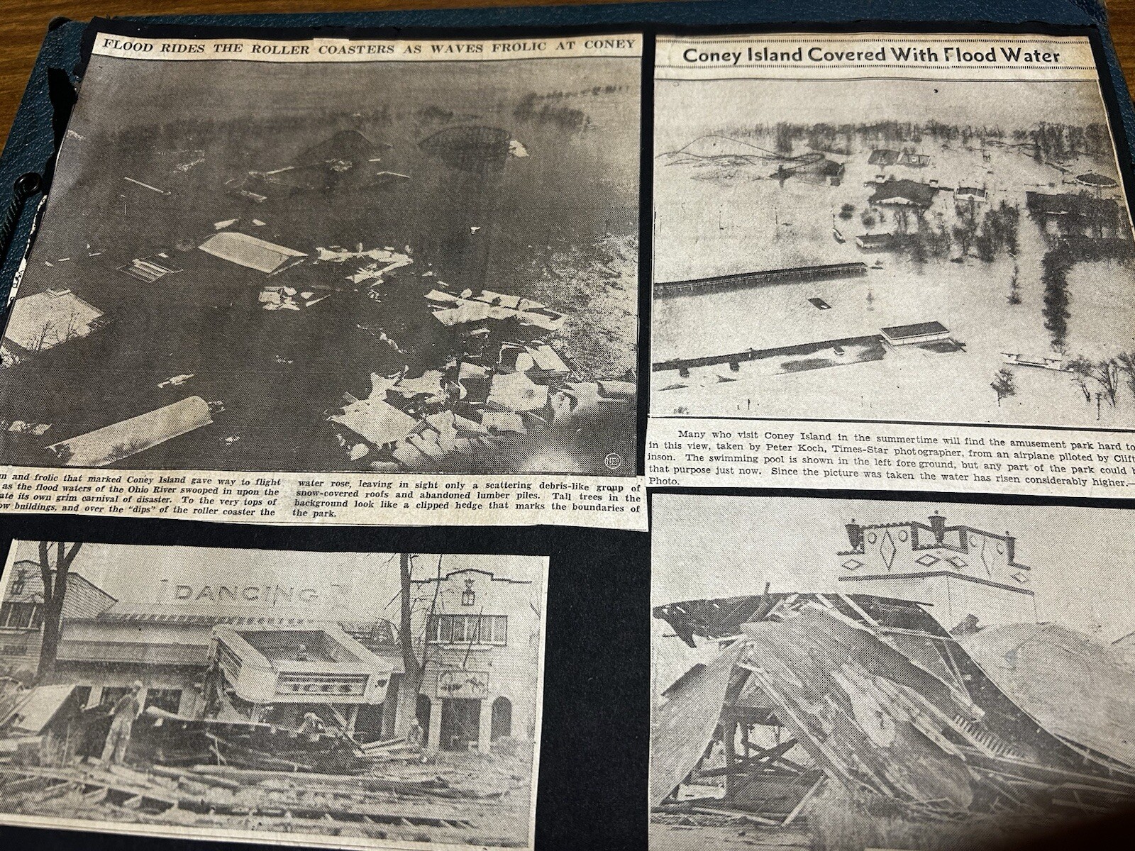 Cincinnati Ohio 1937 Flood Coney Island Reds Newspaper Photo Crosley Field Scrap