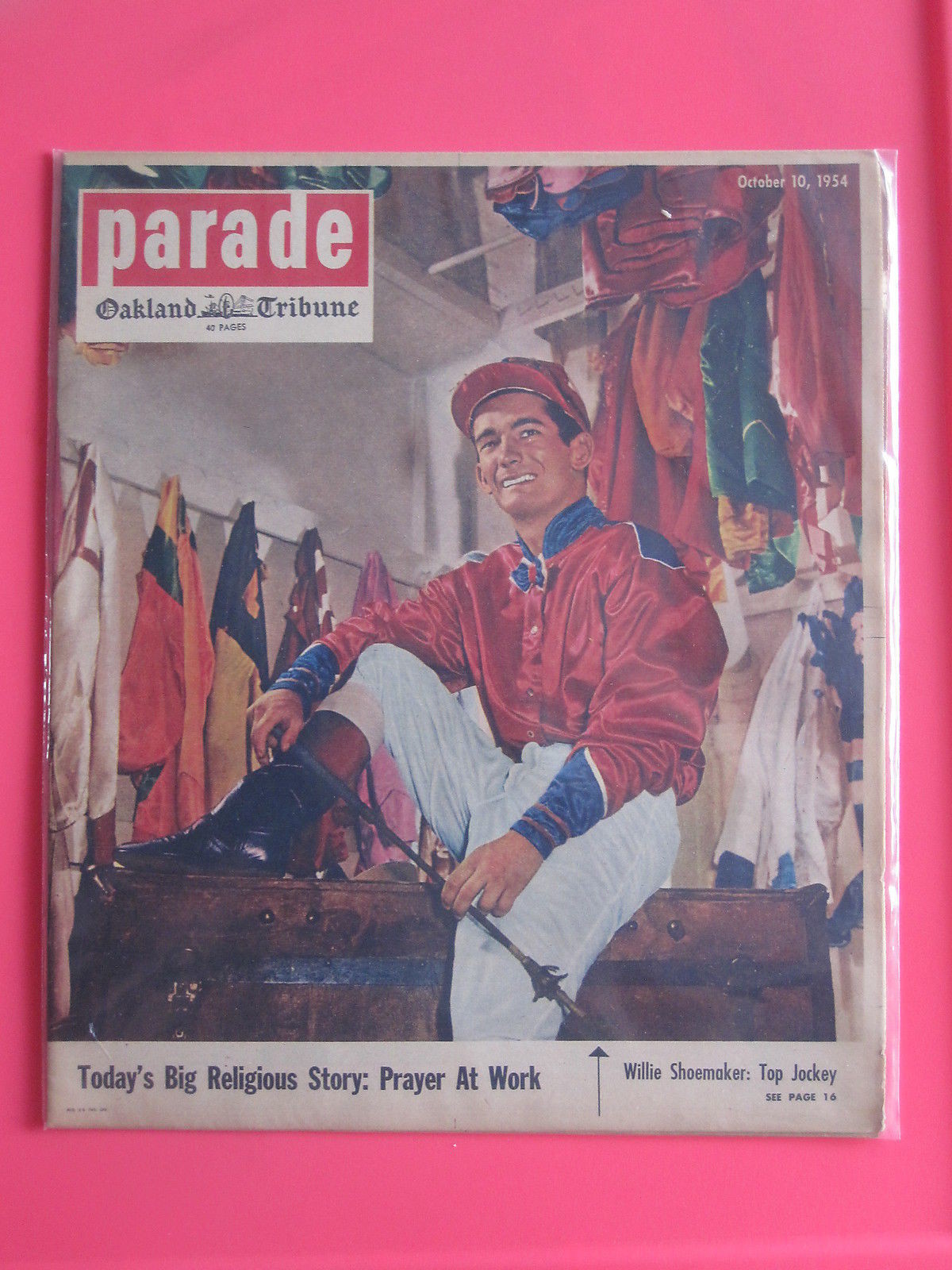 WILLIE SHOEMAKER jockey PARADE magazine Oakland Tribune October 10, 1954