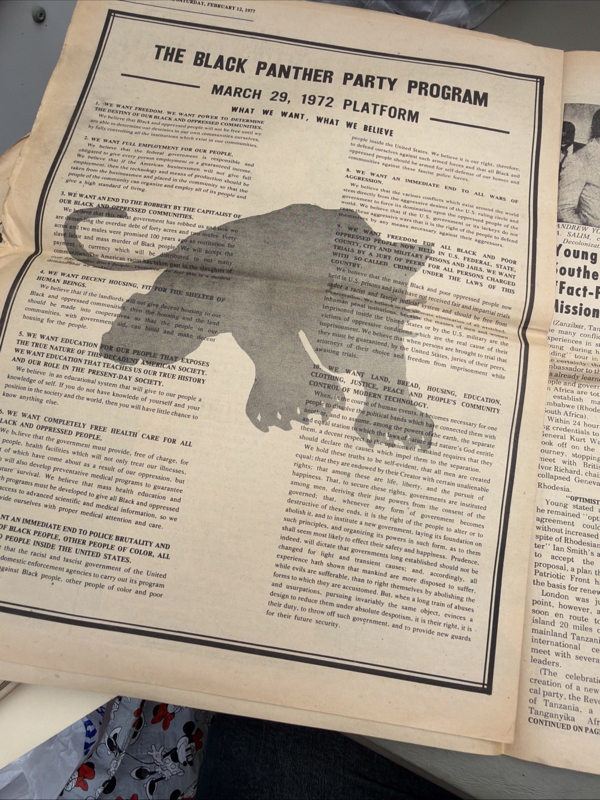 THE BLACK PANTHER PARTY NEWSPAPER – FEBRUARY 12, 1977 Huey Newton