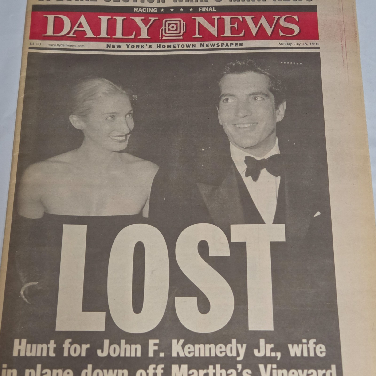 Daily News July 18 1999 JFK Jr Missing Plane Lost Newspaper Carolyn Bessette