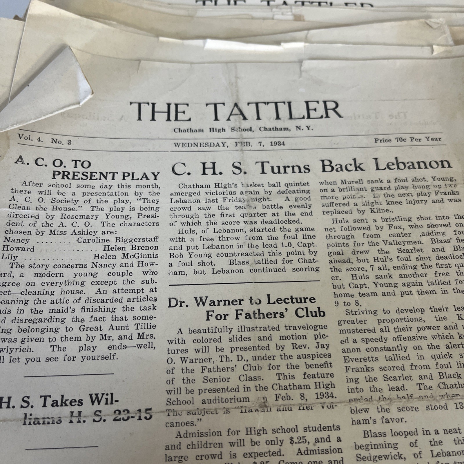 Lot 30+ High School Newspapers The Tattler 1930-1934 Chatham NY Columbia County