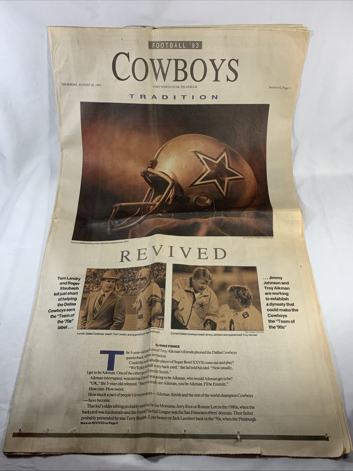 Dallas Cowboys, Ft Worth Star Telegram August 26,1993, Section G Only
