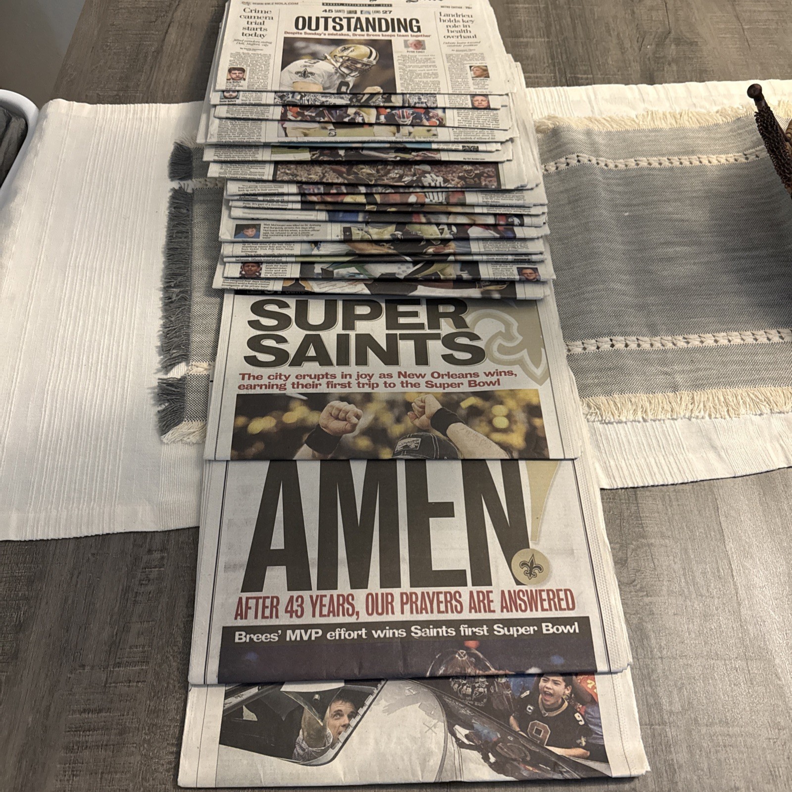 2009 Season New Orleans Saints Newspapers Lot Times Picayune Playoffs Super Bowl