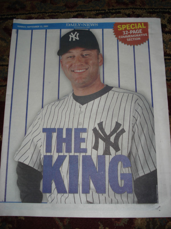 DEREK JETER DAILY NEWS NEWSPAPER INSERT NY YANKEES 9/13/09 RARE HALL OF FAME