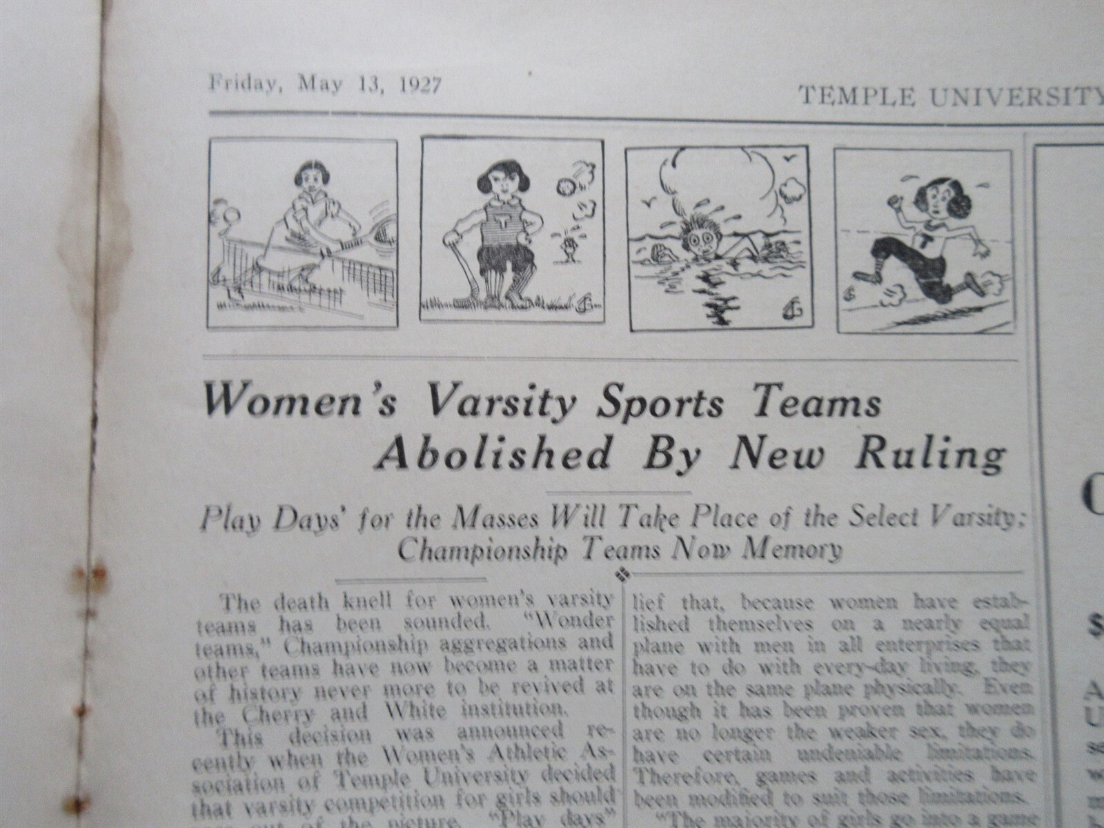 Temple University Weekly newspaper May 13, 1927 track baseball