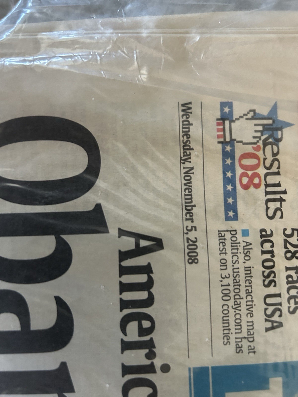 USA Today Newspaper – Obama Wins – November 5, 2008 – Sealed NEW