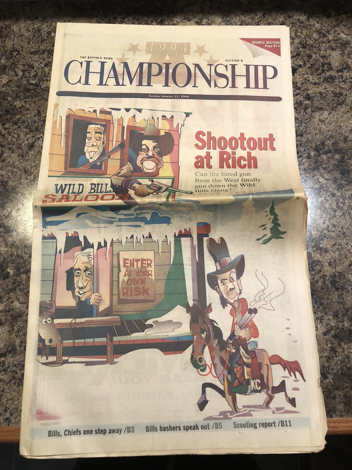 1994 Buffalo Bills v Kansas City Chiefs Football Preview Newspaper. Joe Montana
