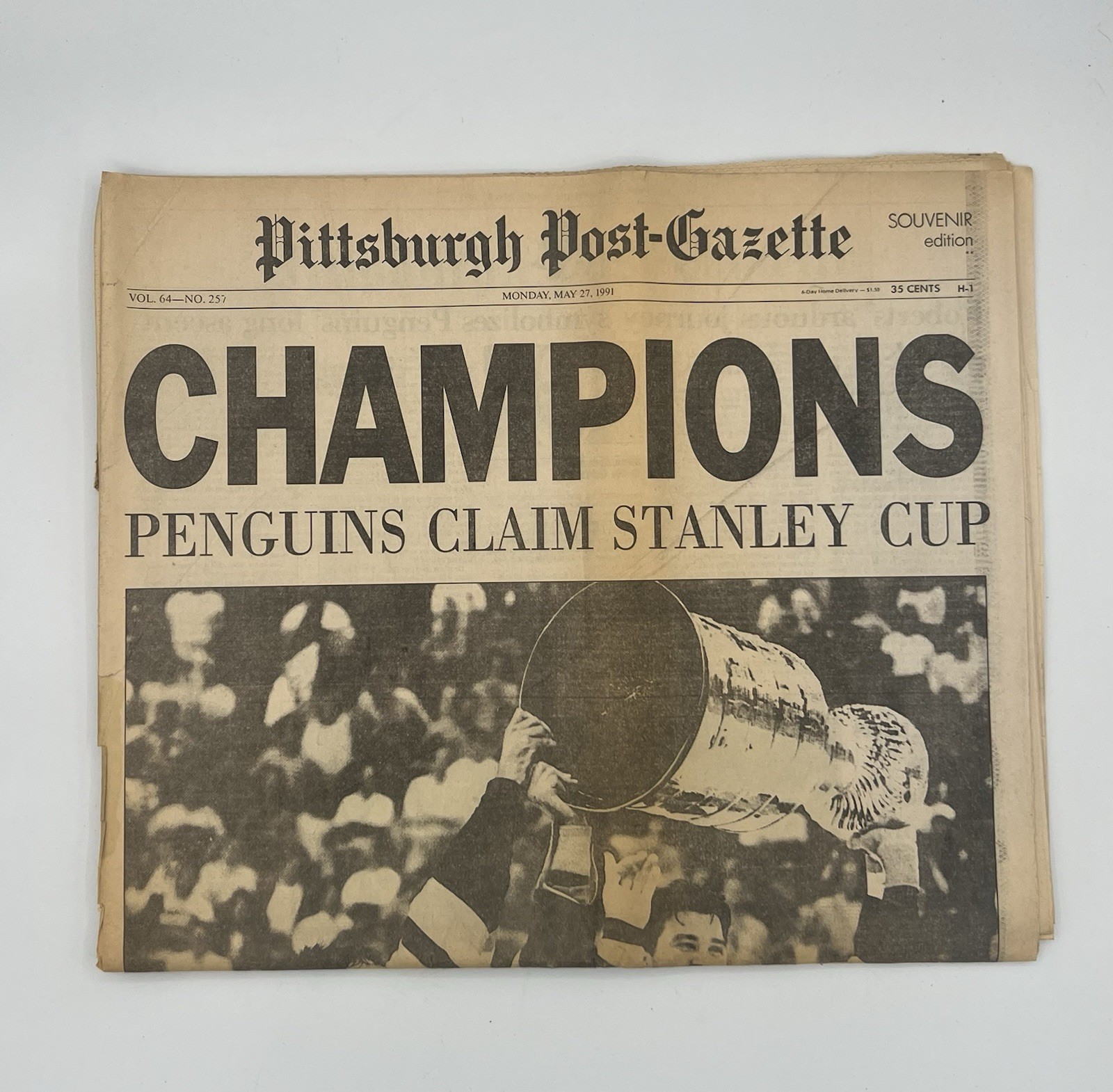 Pittsburgh Post Gazette 1991 Champions Penguins Claim Stanley Cup Newspaper