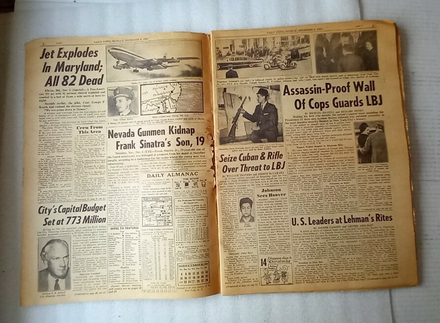 FRANK SINATRA JR KIDNAPPED December 9 1963 New York Daily News NY Newspaper