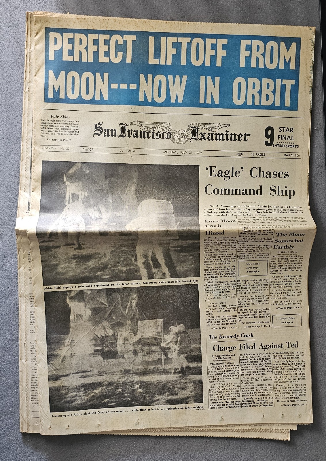 VTG Lot Newspapers 1969 San Francisco Examiner About Apollo 11 Space Landing