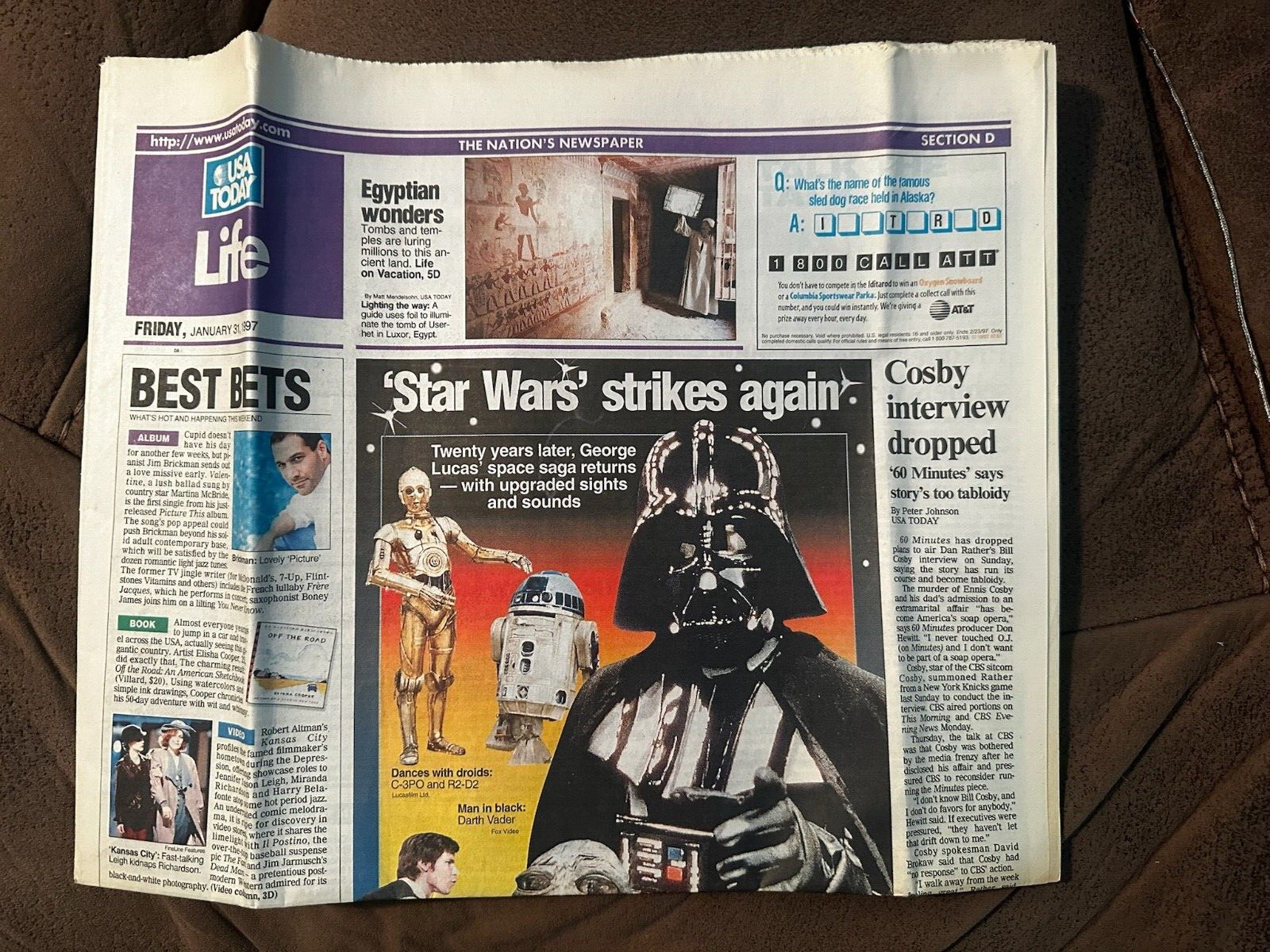 Star Wars: Special Edition – USA Today – January 31, 1997 Weekend Ed. section D