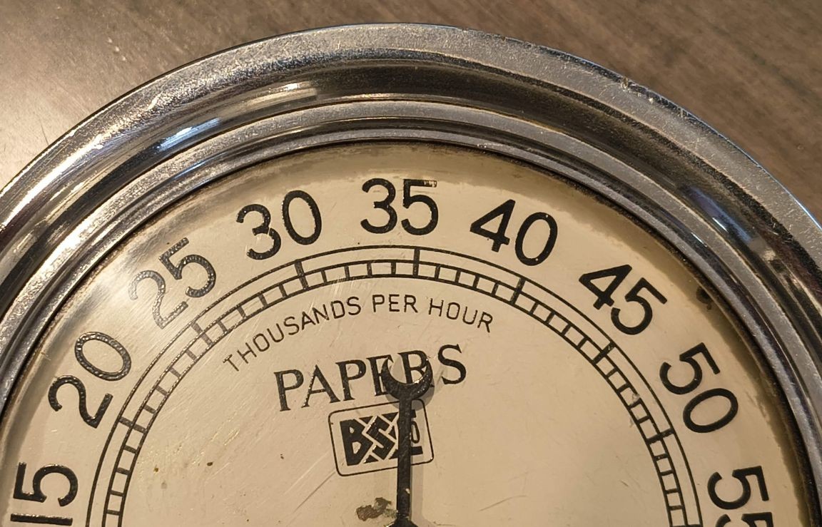 Printing Press Gauge from Philadelphia Bulletin or Inquirer Papers per Hour