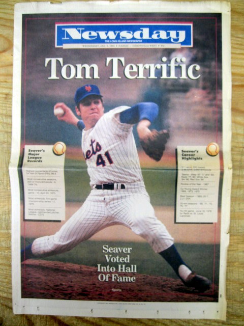 BEST 1992 newspaper New York Mets TOM SEAVER Voted into BASEBALL HALL OF FAME