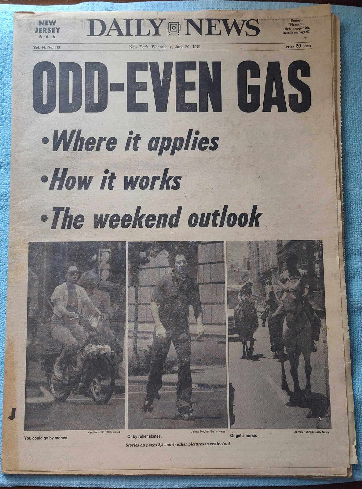 New York Daily News 20 June 1979 Gasoline Shortage Rationing Billy Martin Yankee
