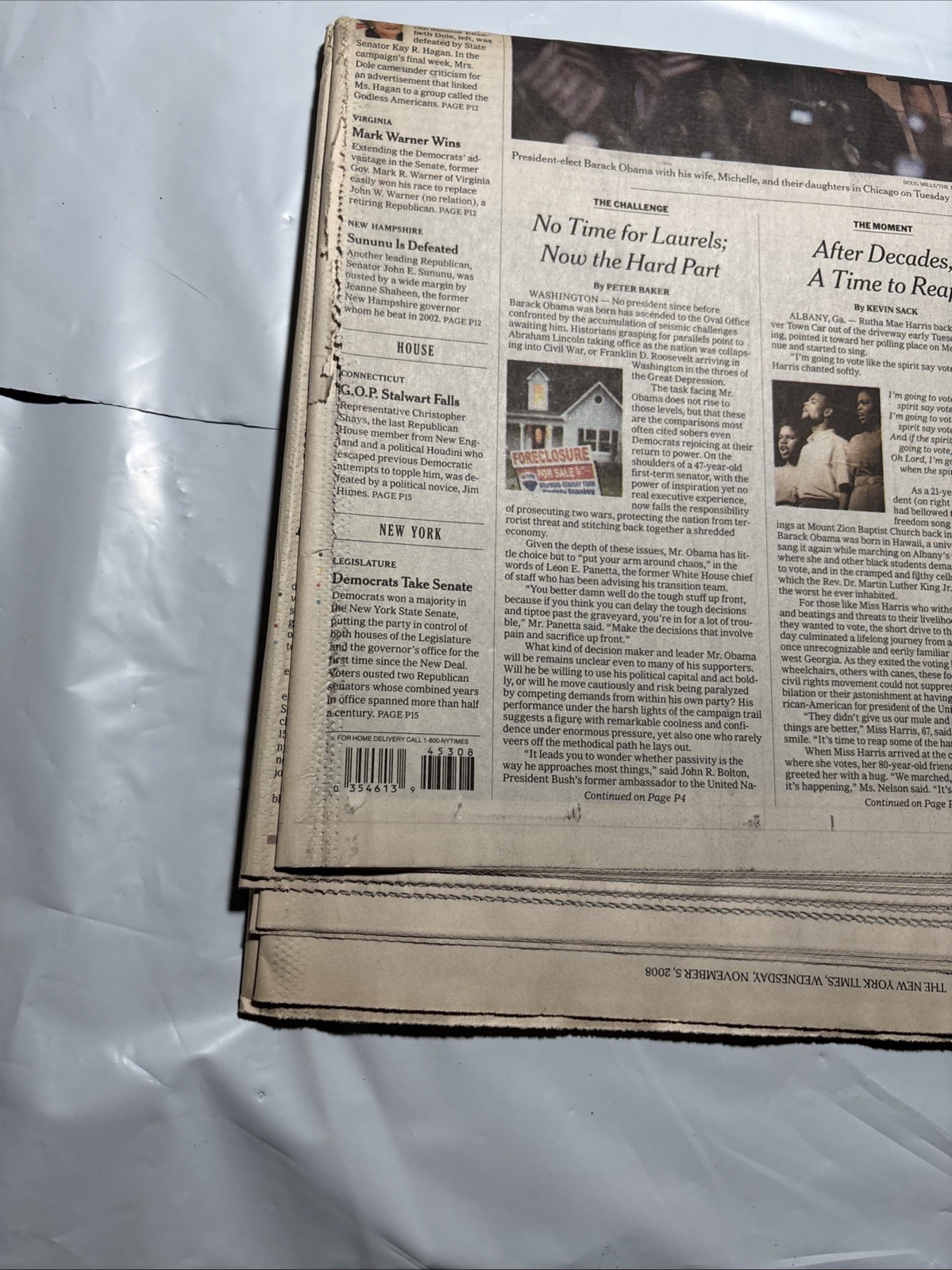 Obama Election Win Lot Of 3 Copies New York Times Newspaper Issue Nov. 5th 2008