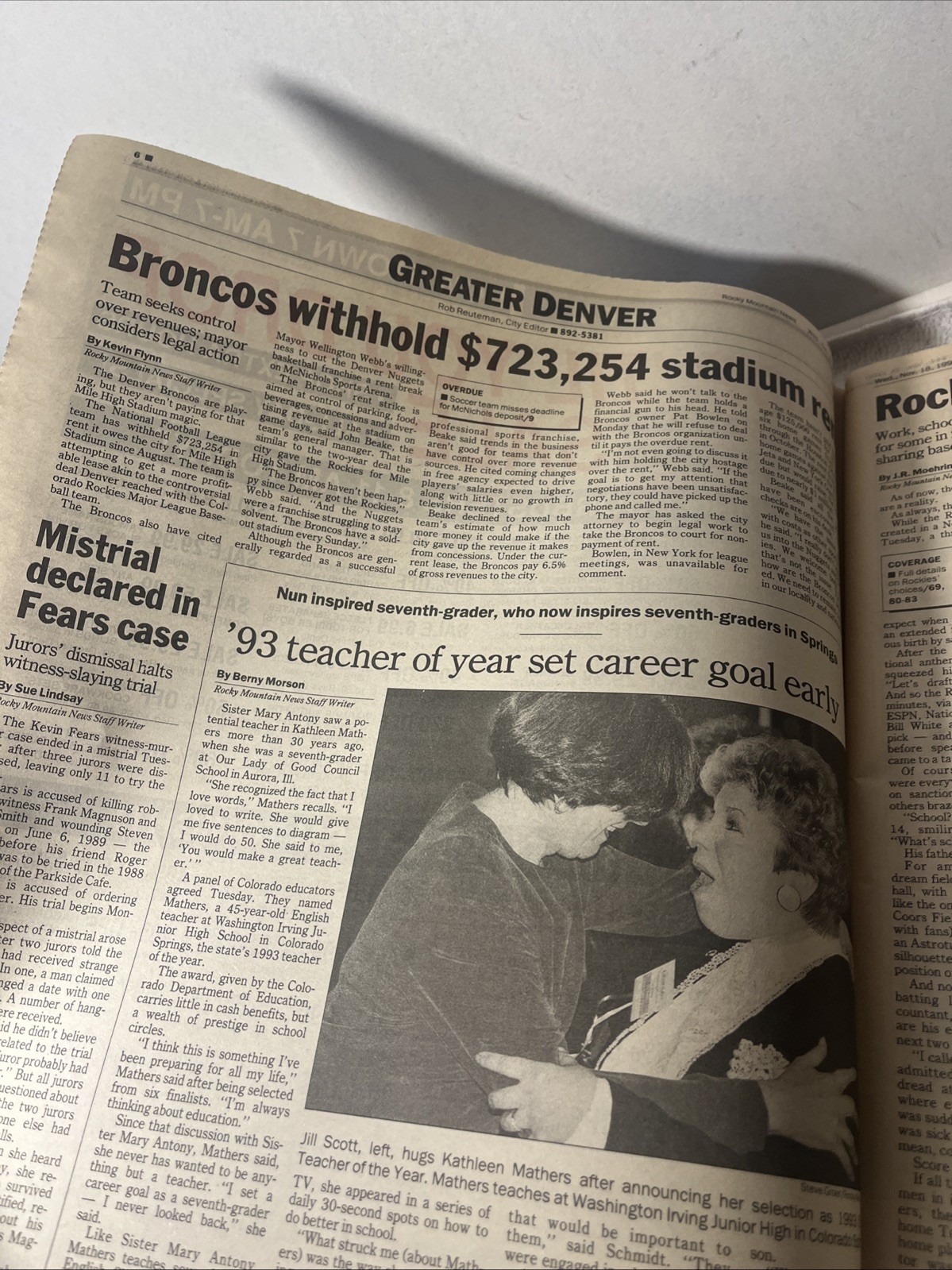 VTG Rocky Mountain News Newspaper Nov 18 , 1992 A Team Is Born Colorado Rockies