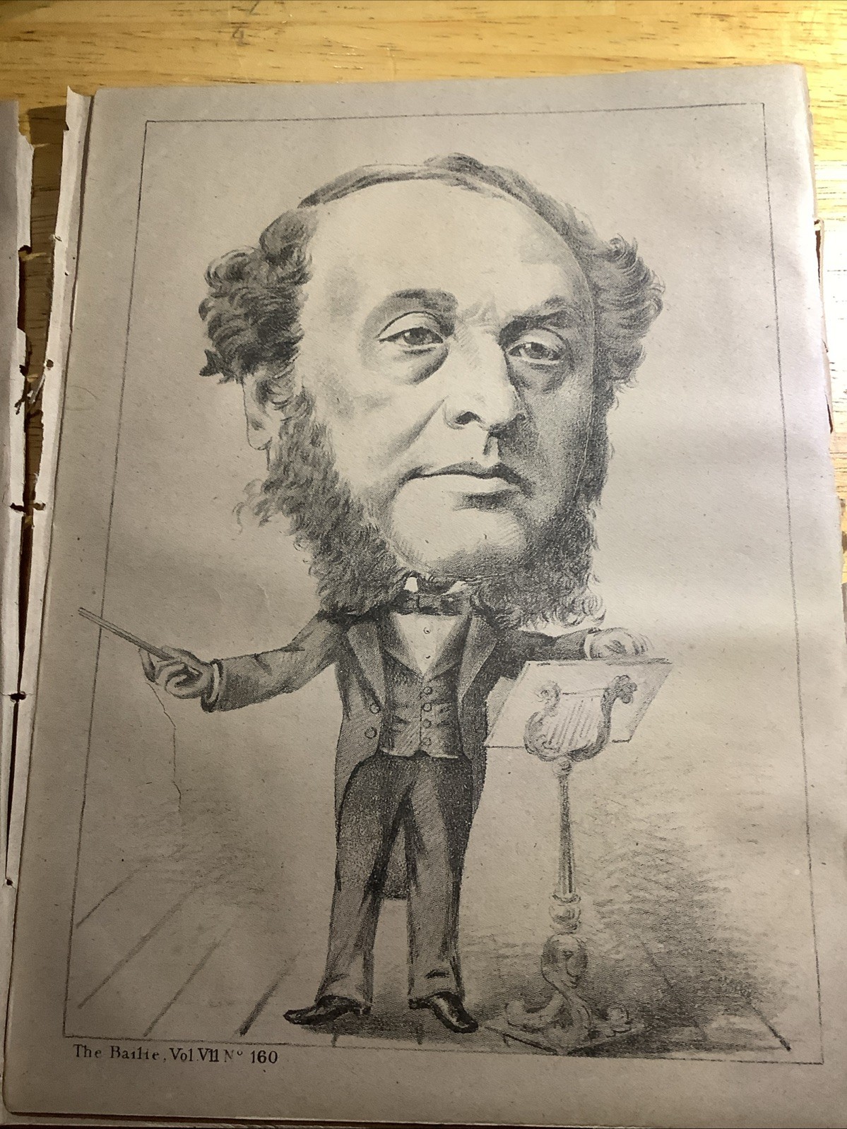 1875 RARE GLASGOW SCOTLAND NEWSPAPER W/ MICHAEL COSTA CARICATURE ~ THE BAILIE