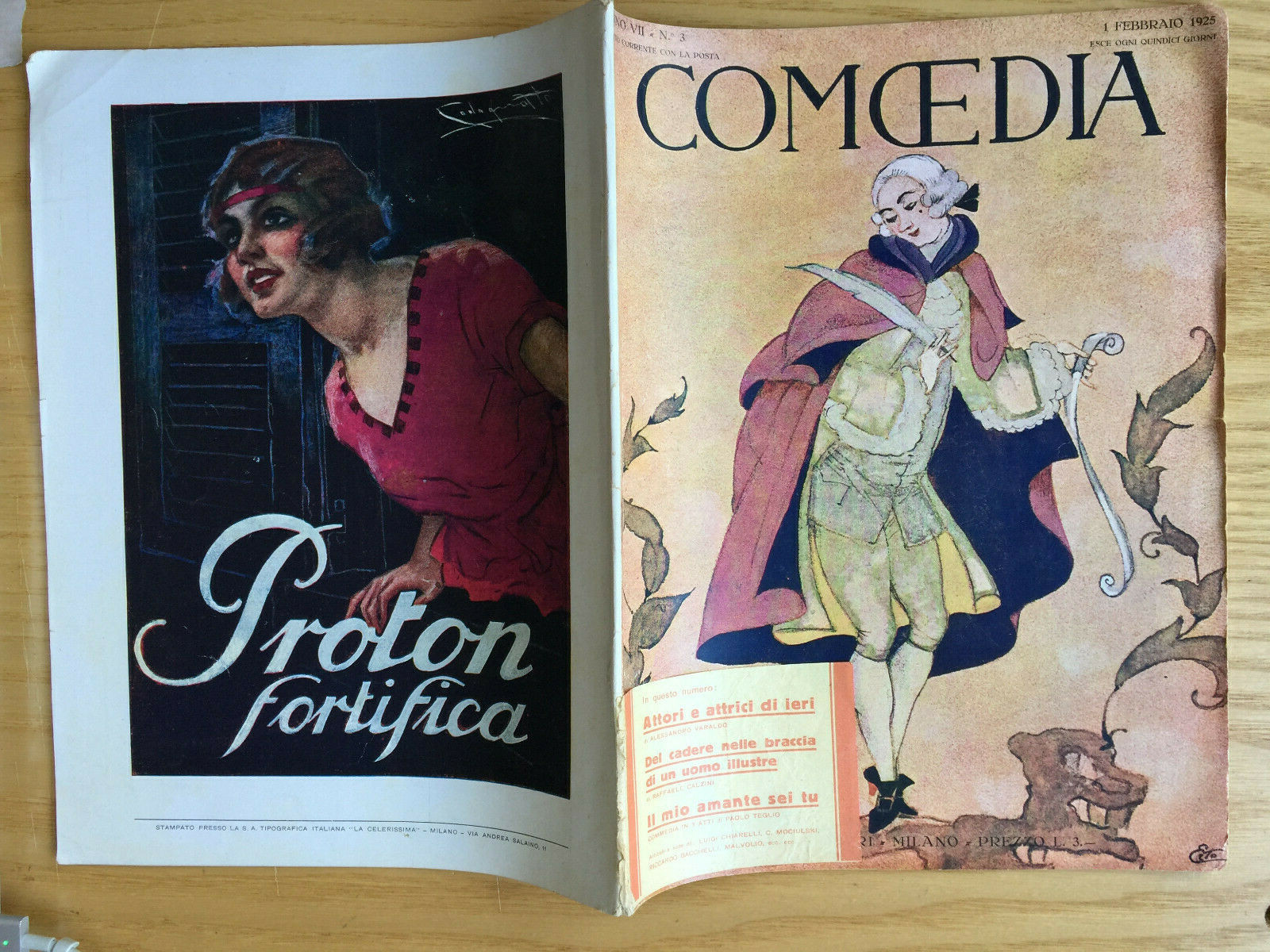 MONDADORI COMEDIA PERIODICO COMEDIA E VITA THEATRALE N° 3 1925 A. VARALDO 2/19