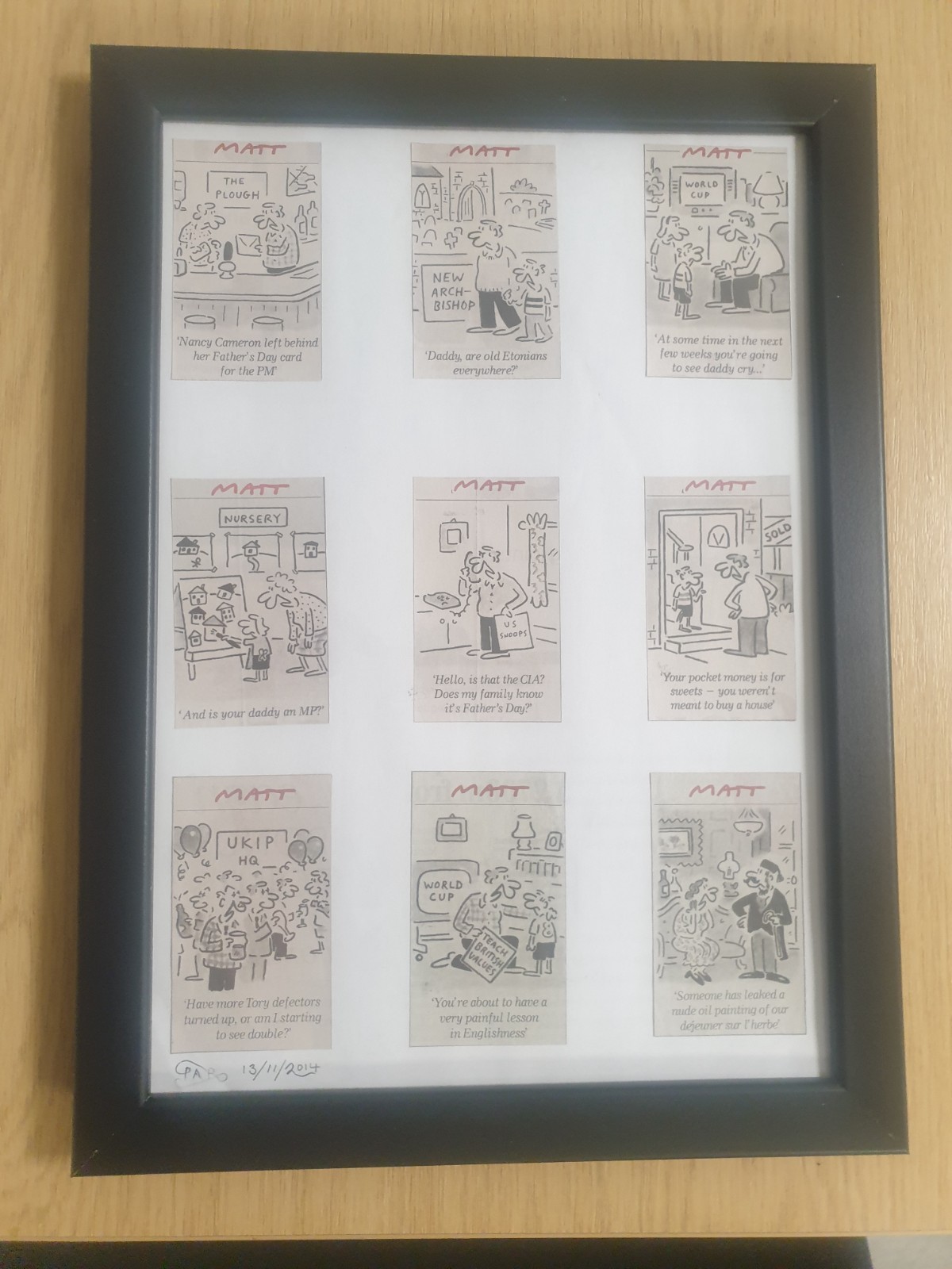 Matt daily telegraph newspaper cartoon framed (a)