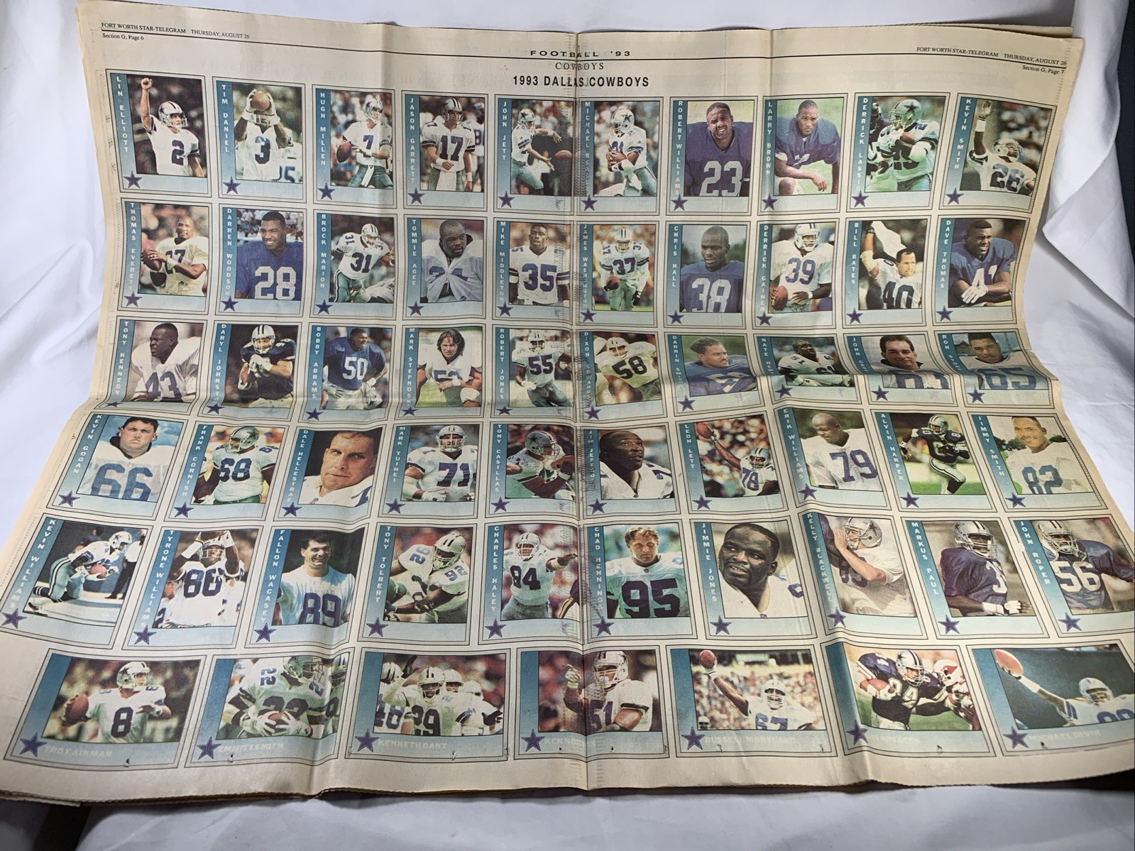Dallas Cowboys, Ft Worth Star Telegram August 26,1993, Section G Only