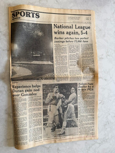 Cleveland Plain Dealer newspaper, Sec A/B/C, August 10, 1981, MLB All-Star Game