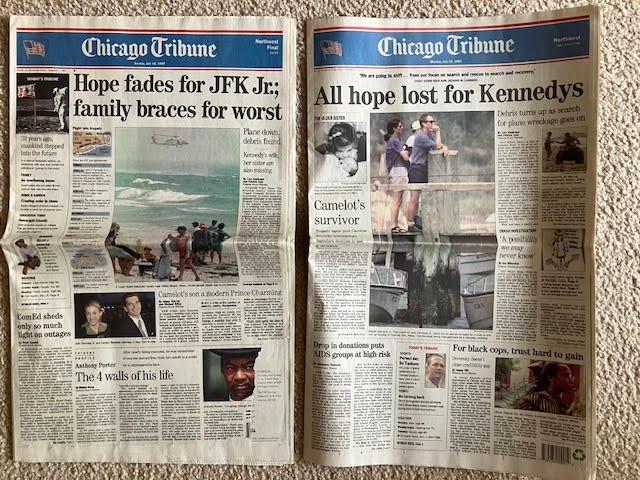 Chicago Tribune July 1999 John F Kennedy Jr Plane Crash Death – 2 Issues