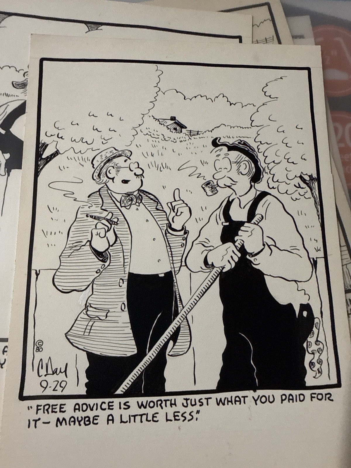 1980-1998 Newspaper C.Day Original Cartoon Archive (13 Panels)Rural-Humor
