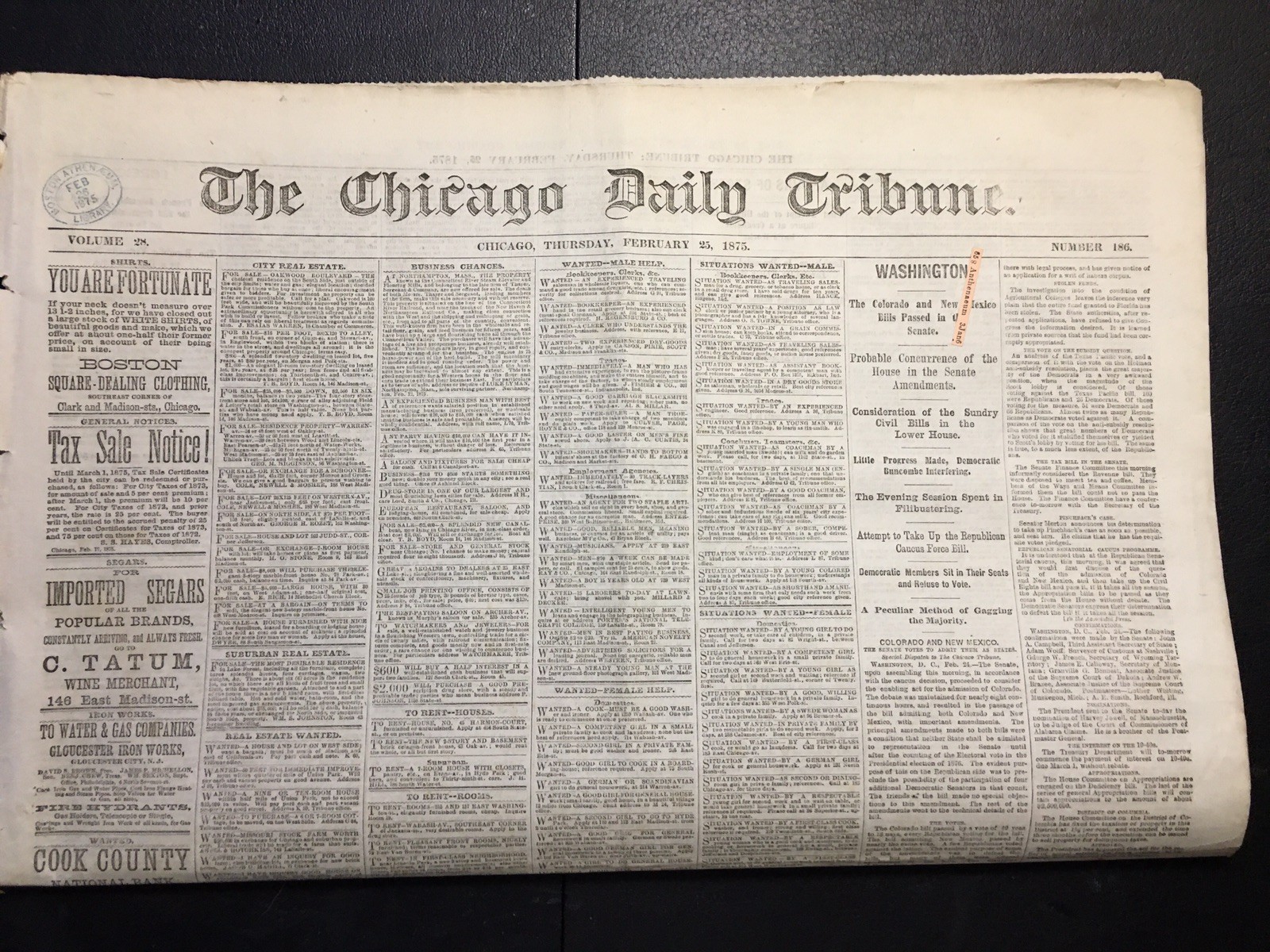 Chicago Communist Party Meetings 1875 Colorado Statehood Bill