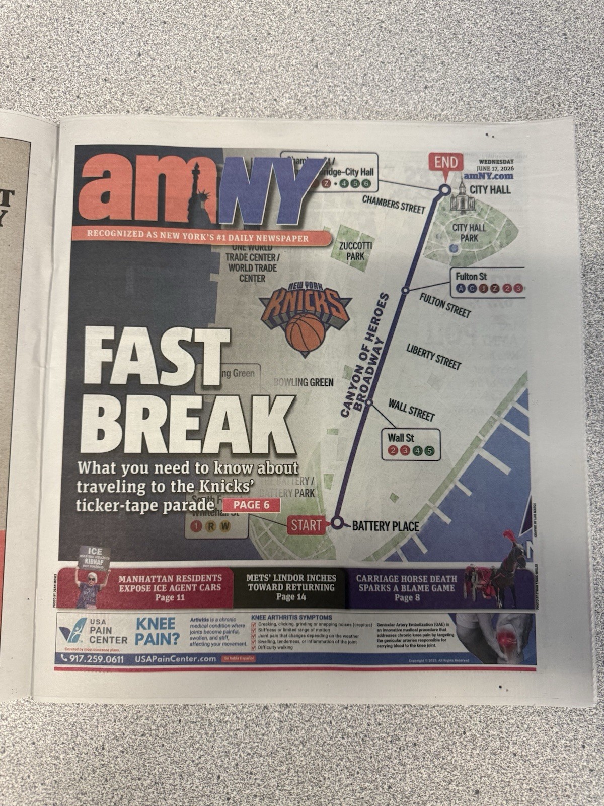 AM New York Newspaper June 17 2026 Knicks Championship Parade NYC NBA Basketball