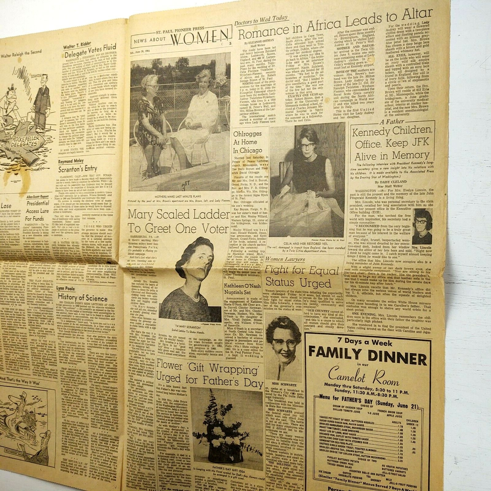 Vintage Newspaper 1964 Edward Kennedy Plane Crash + MLK To Test Rights Bill