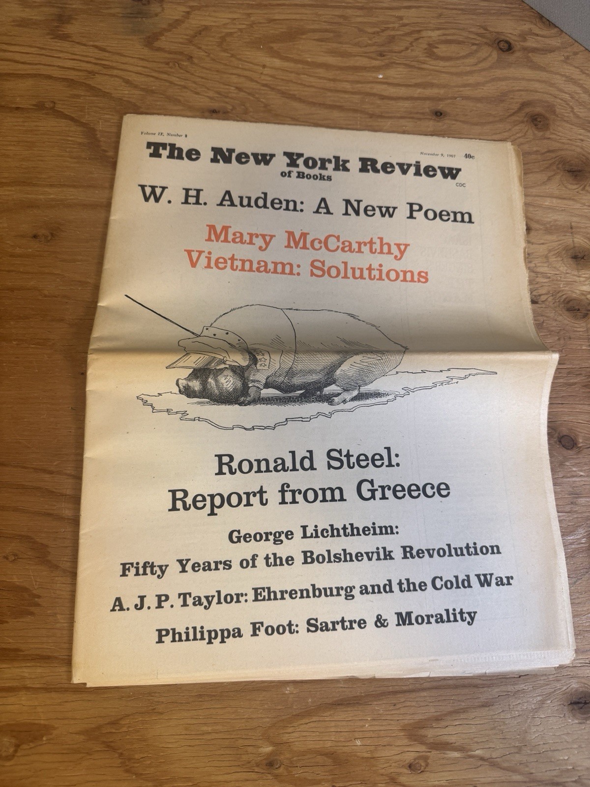 The New York Review of Books w/ David Levine Caricature Art Newspaper 11/9/1967
