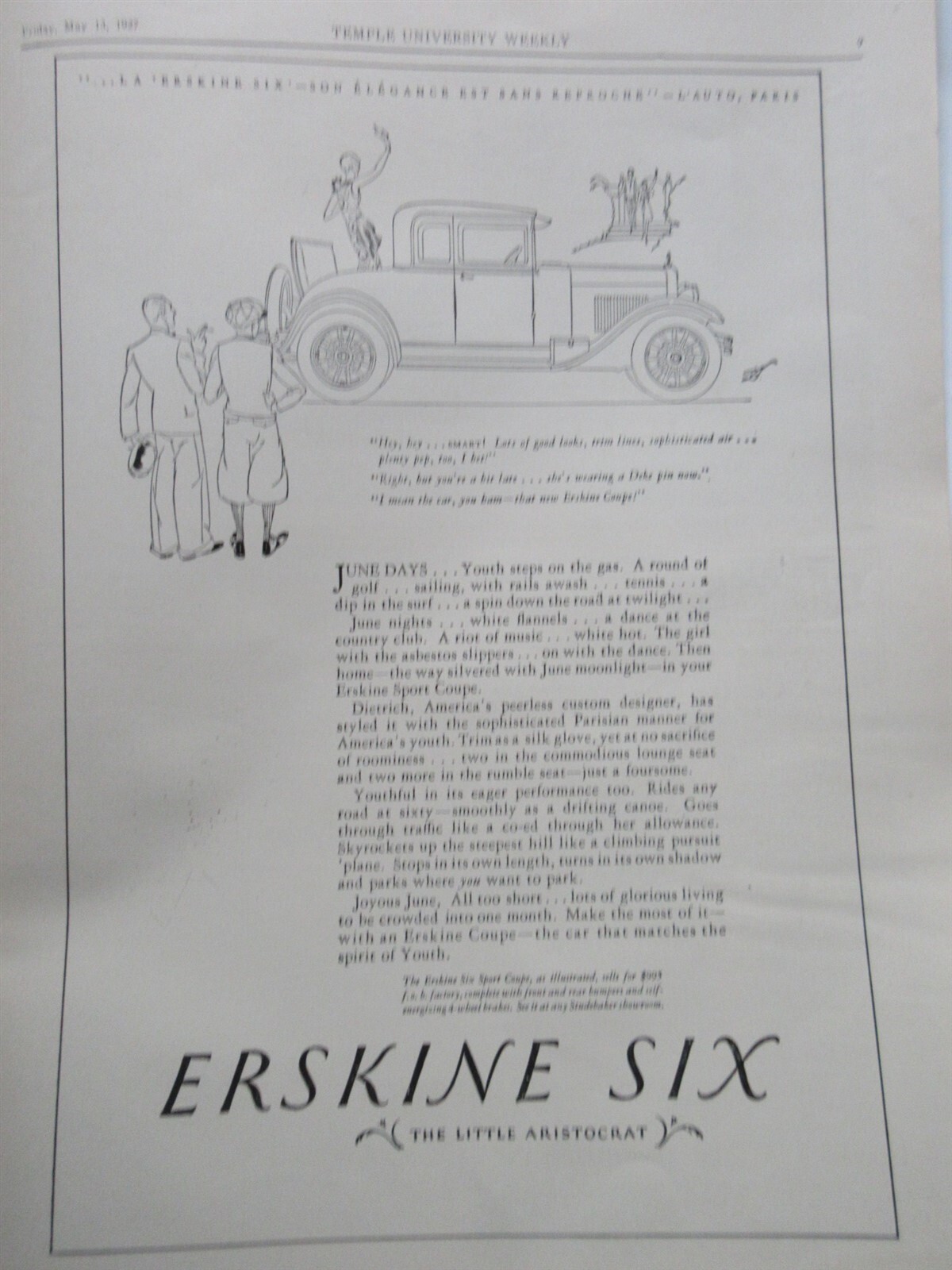 Temple University Weekly newspaper May 13, 1927 track baseball