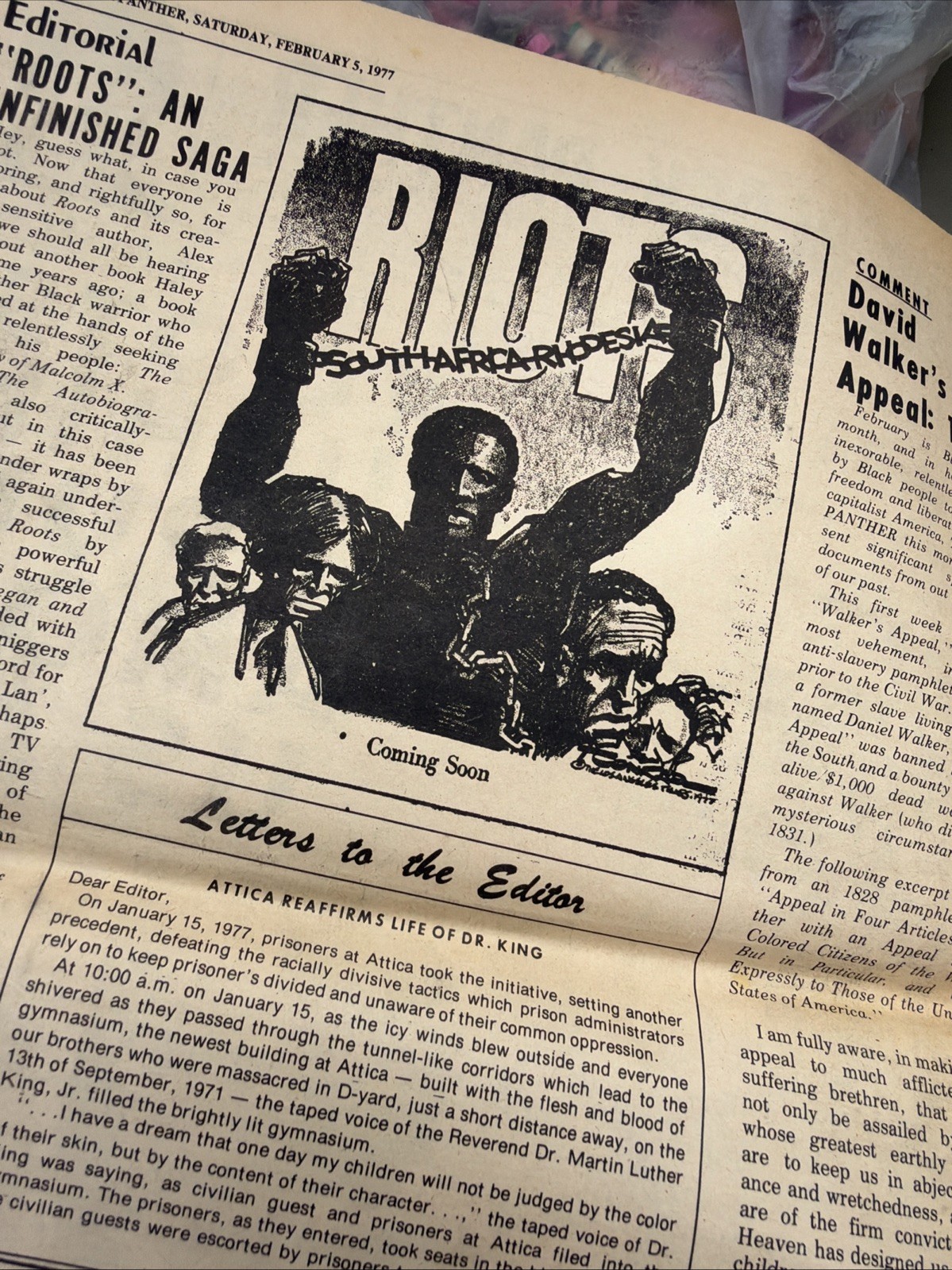THE BLACK PANTHER PARTY NEWSPAPER – FEBRUARY 5, 1977 Huey Newton ROOTS TV Show