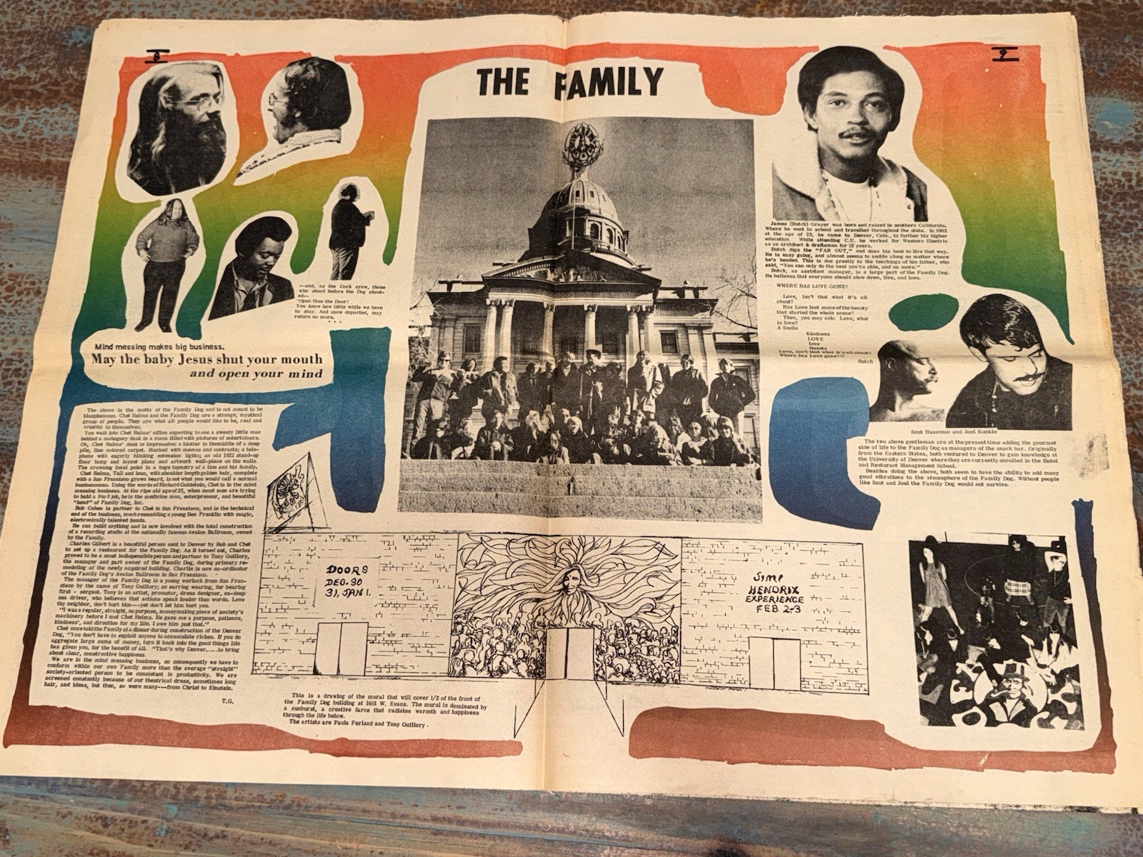 1967 Teleidoscopic Collage Denver The Doors New Year’s Eve Hendrix Family Dog