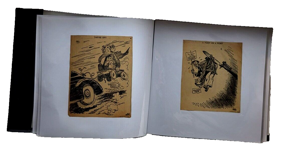 Expandable 12″x12″ Book 1940’s Newspaper Political Cartoons Various Publications
