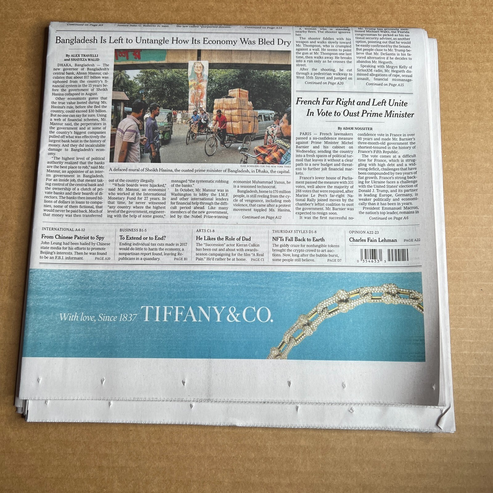 The New York Times Paper December 5 2024 Insurer CEO Gunned Down in Manhattan