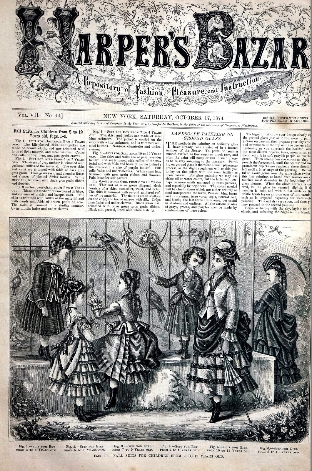 Harper’s Bazar Newspaper 10-17-1874 VICTORIAN LADIES MENS FASHION LINGERIE CHILD