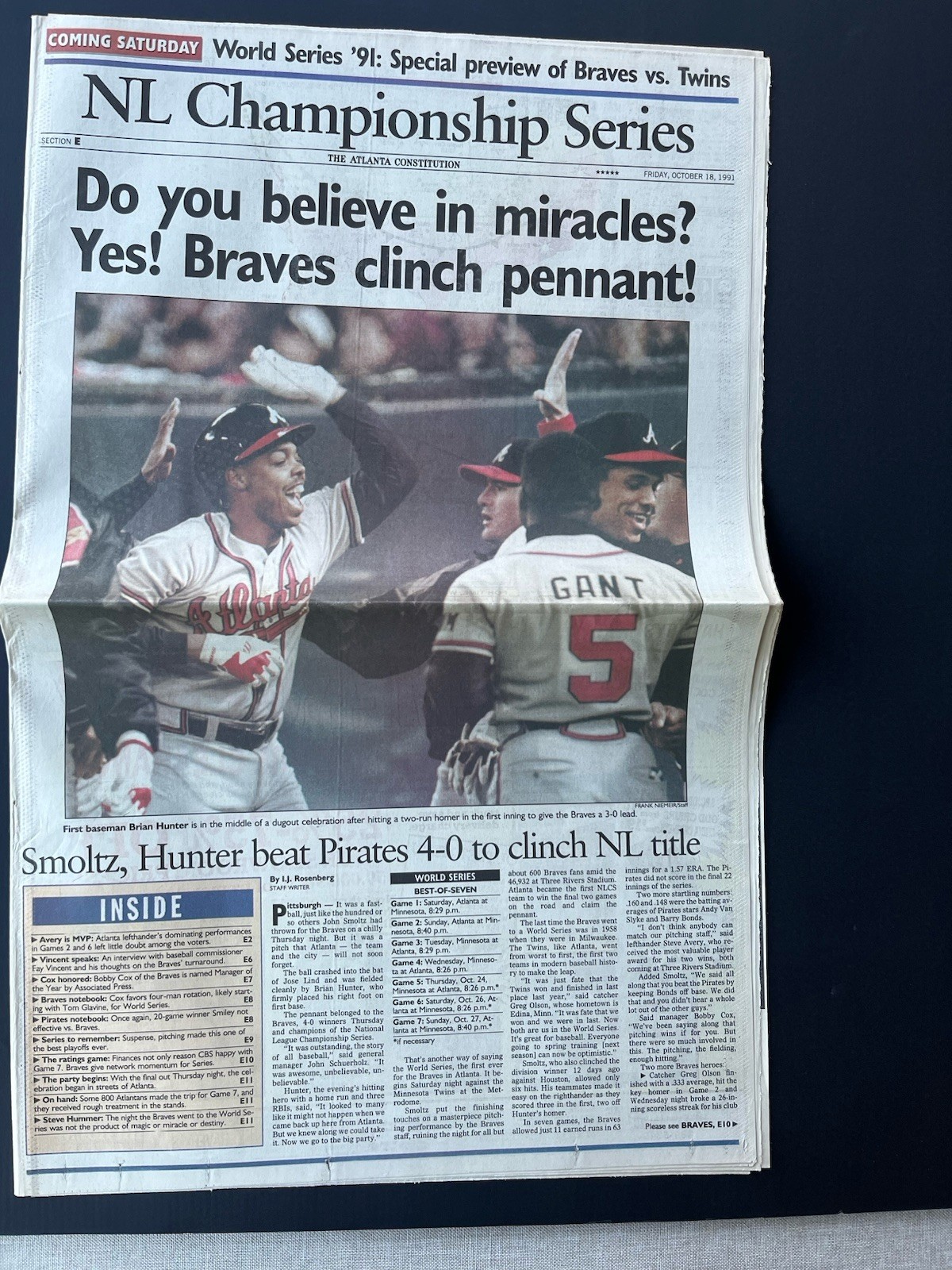 1991 & 1992 Atlanta Braves Baseball Newspapers/ National League Champions