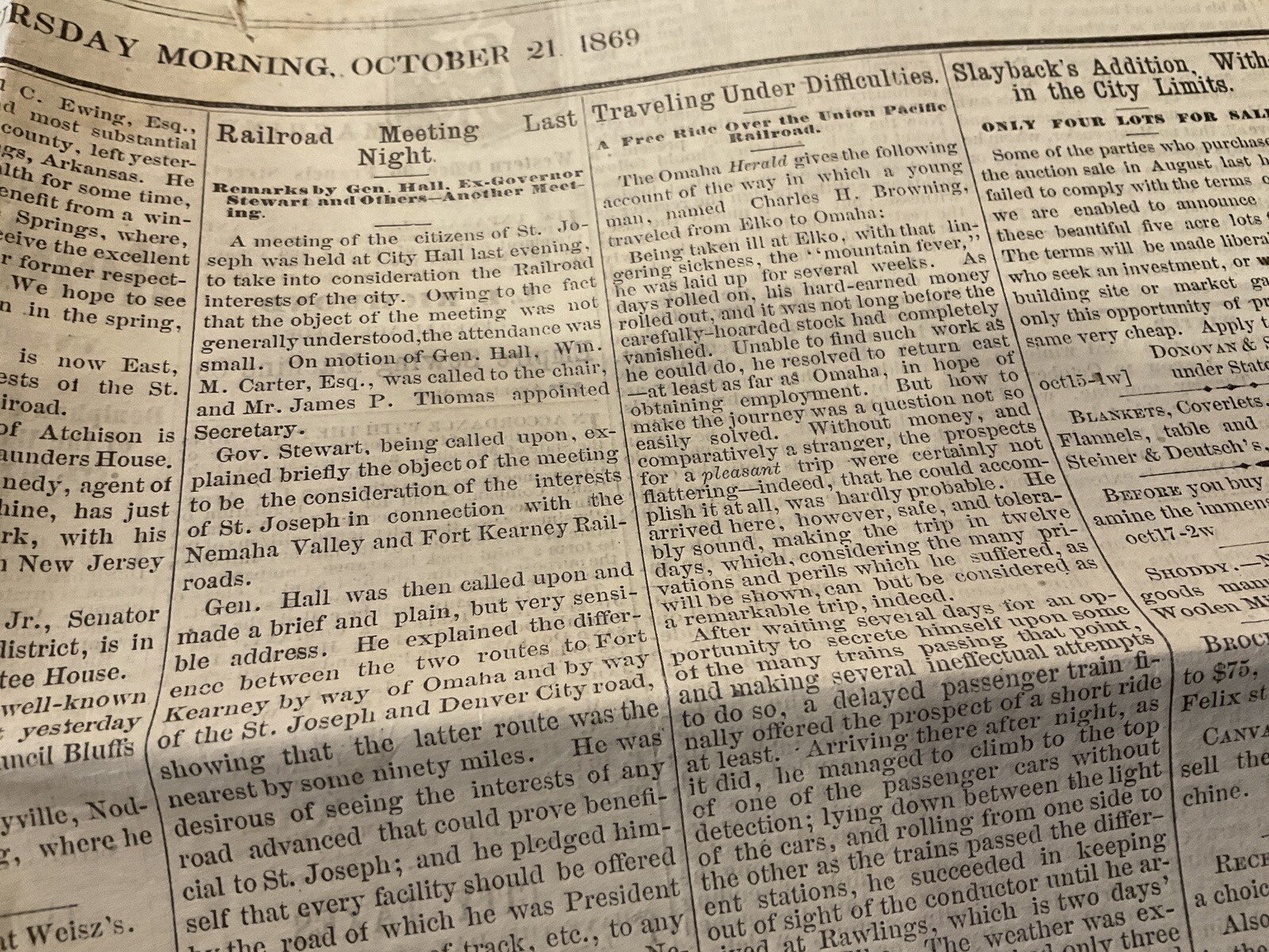 4 Missouri Civil War Reconstruction News 1869 St Joseph Negros Cachiz Apache