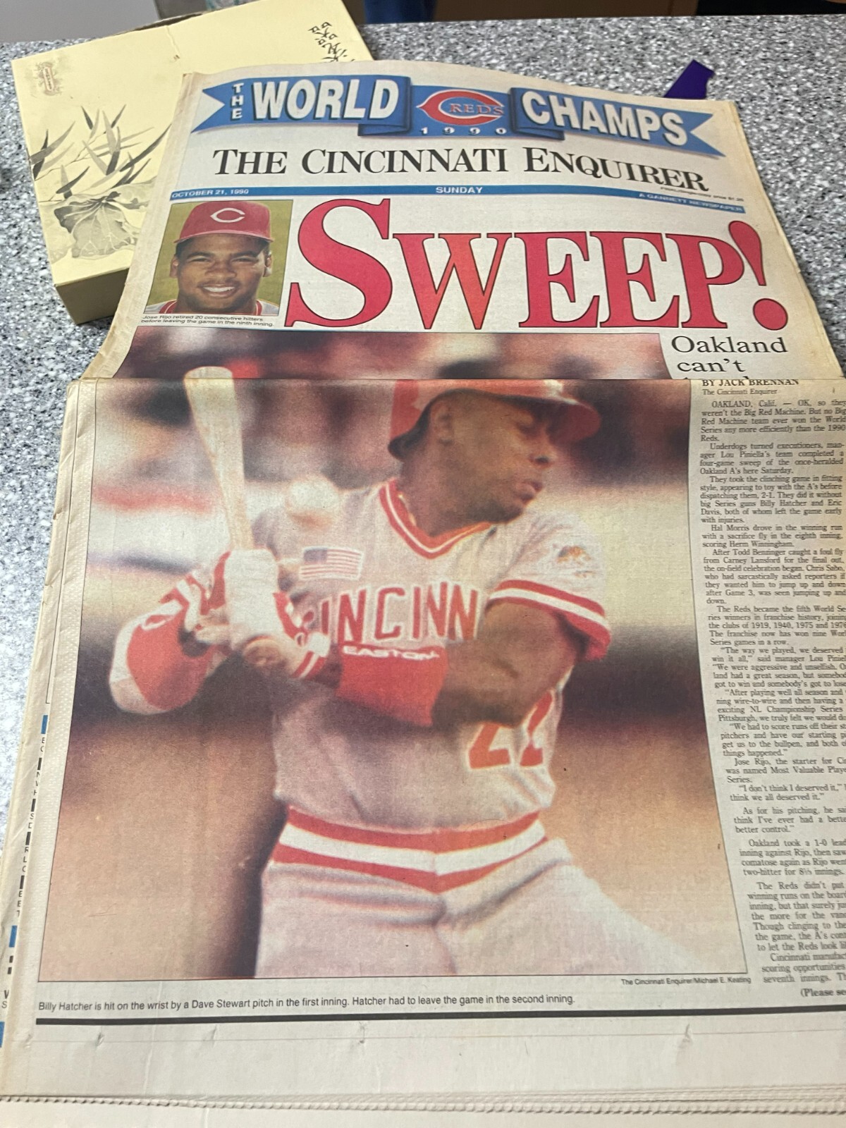 Cincinnati Reds 10/21/1990 World Series Collectible Newspaper