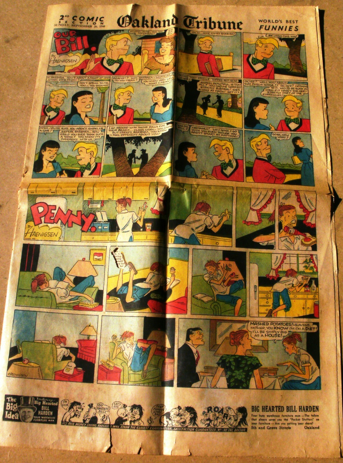 1948 Oakland Tribune Newspaper Sunday Comic Section 9/26/48