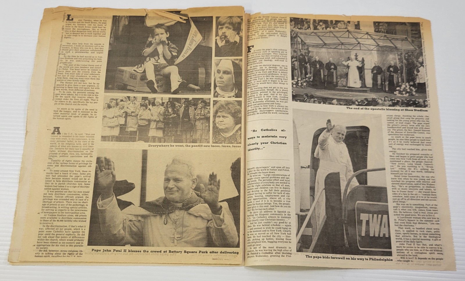 *L32) Today Newspaper October 4, 1979 Pope John Paul II Visits New York