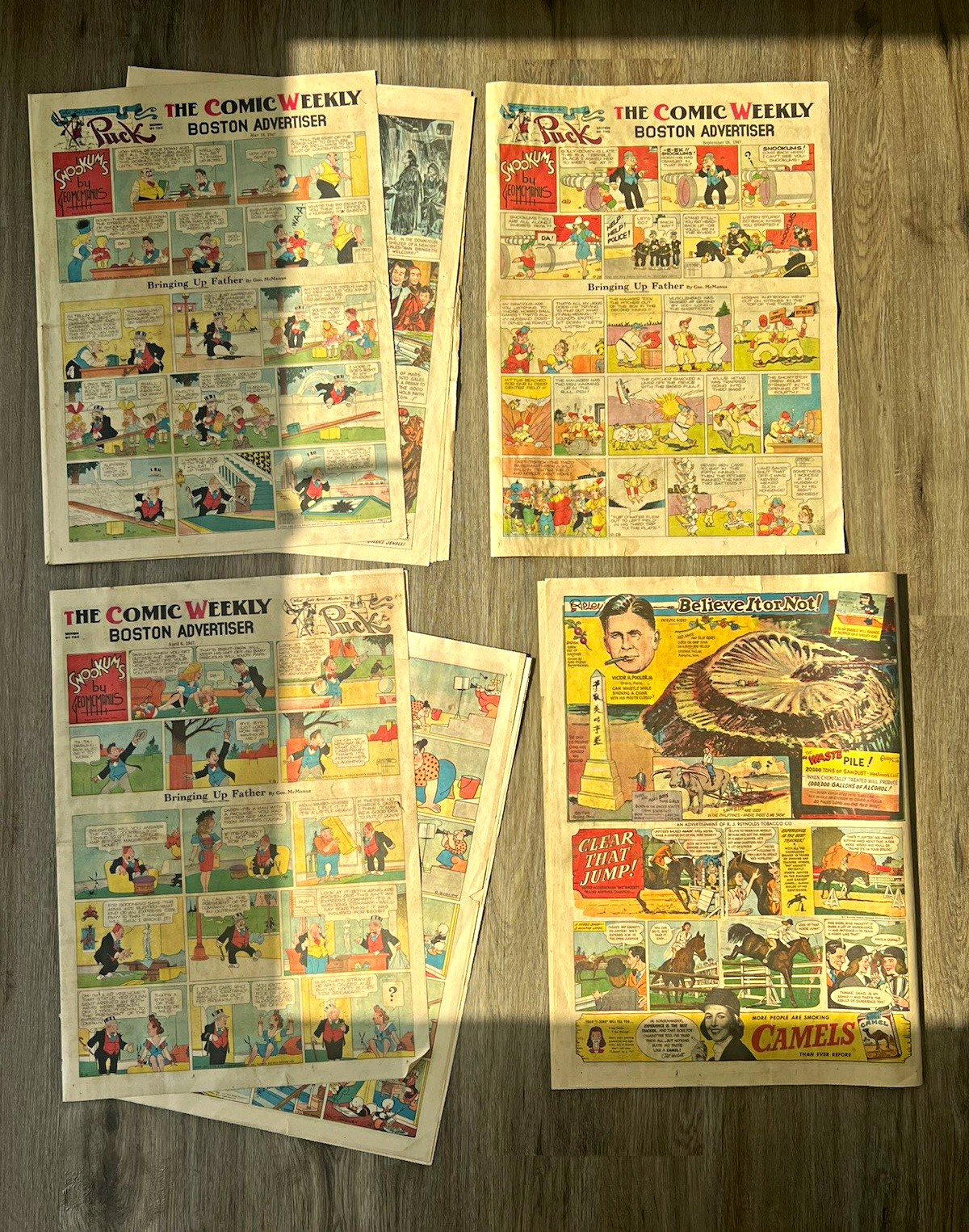 Vintage 1940s Puck The Comic Weekly Boston Advertiser Sunday Comics Camel Ad Lot