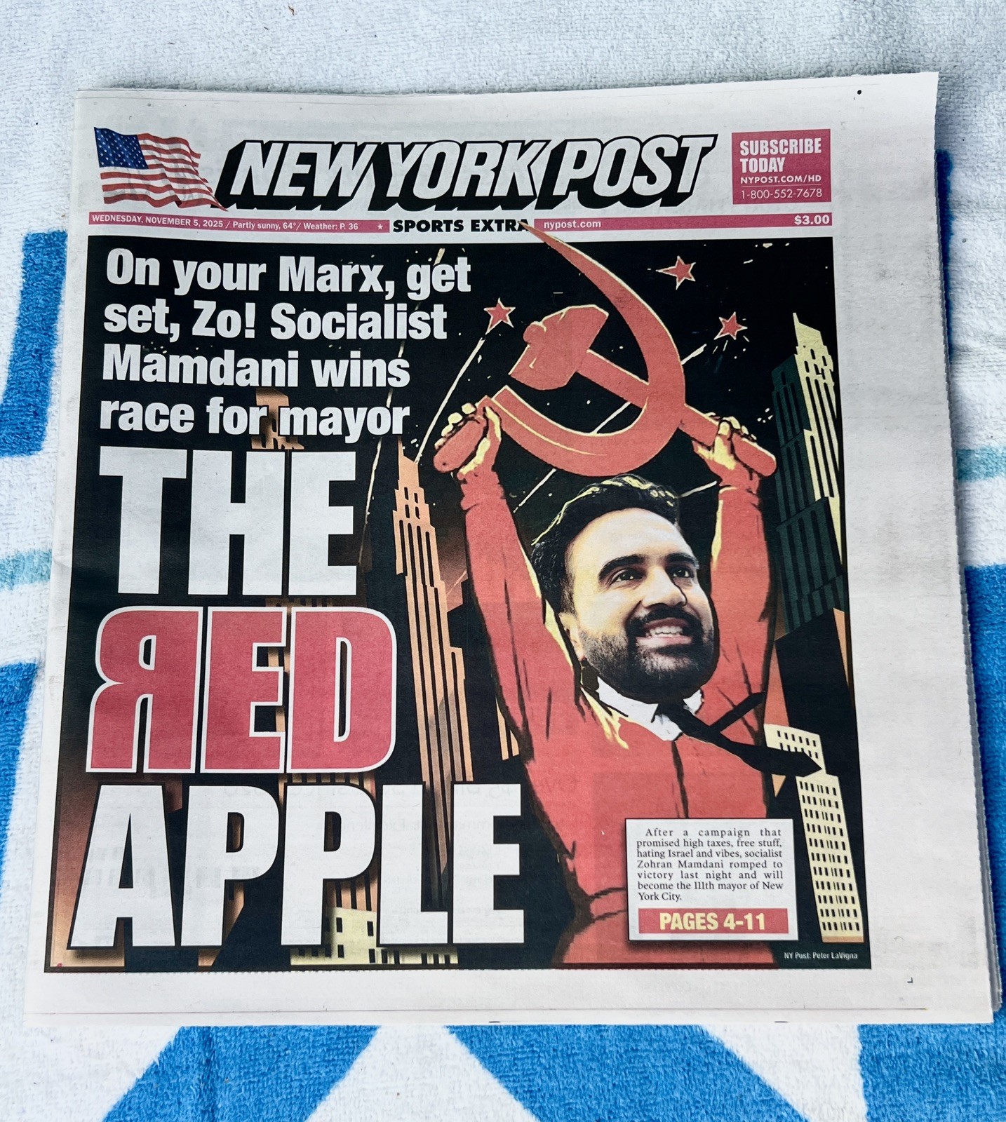 New York Post : The Red Apple – Zohran Mamdani Wins NYC Mayor Election 11/5/25