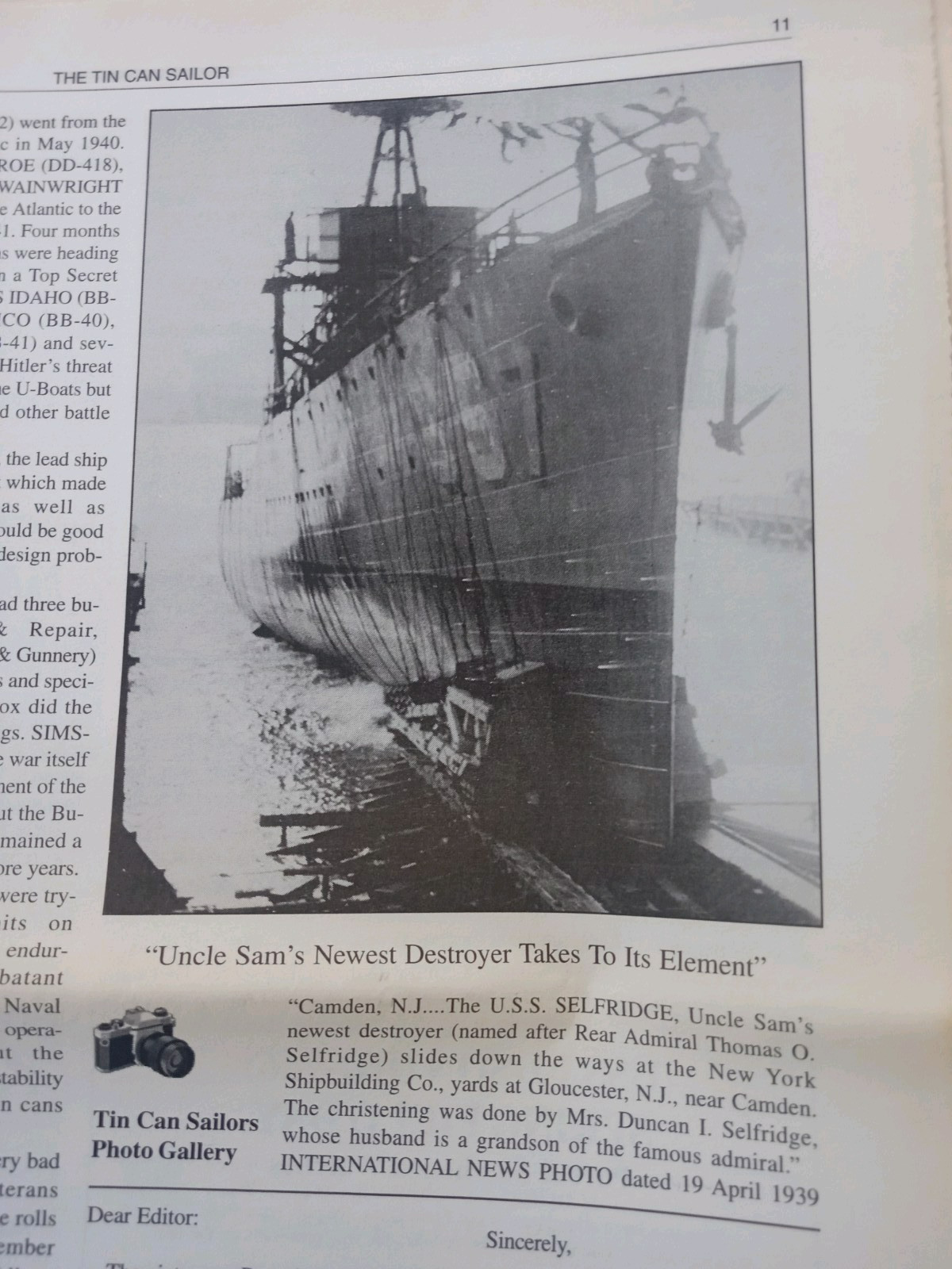 The TIN CAN SAILOR Newspaper 2001 Vol 25 #1 DESTROYER OPERATIONS AGAINST ITALY