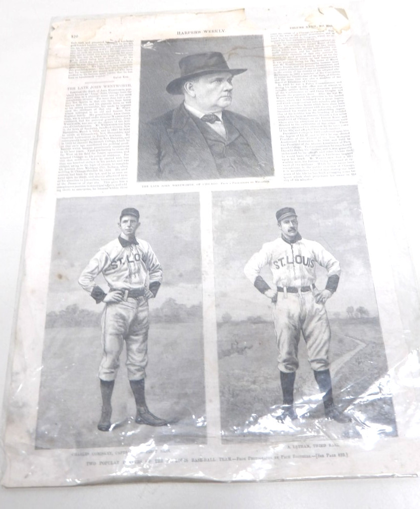 1888 Charles Comisky, St. Louis & W.A. Latham Harper’s Weekly Baseball Engraving