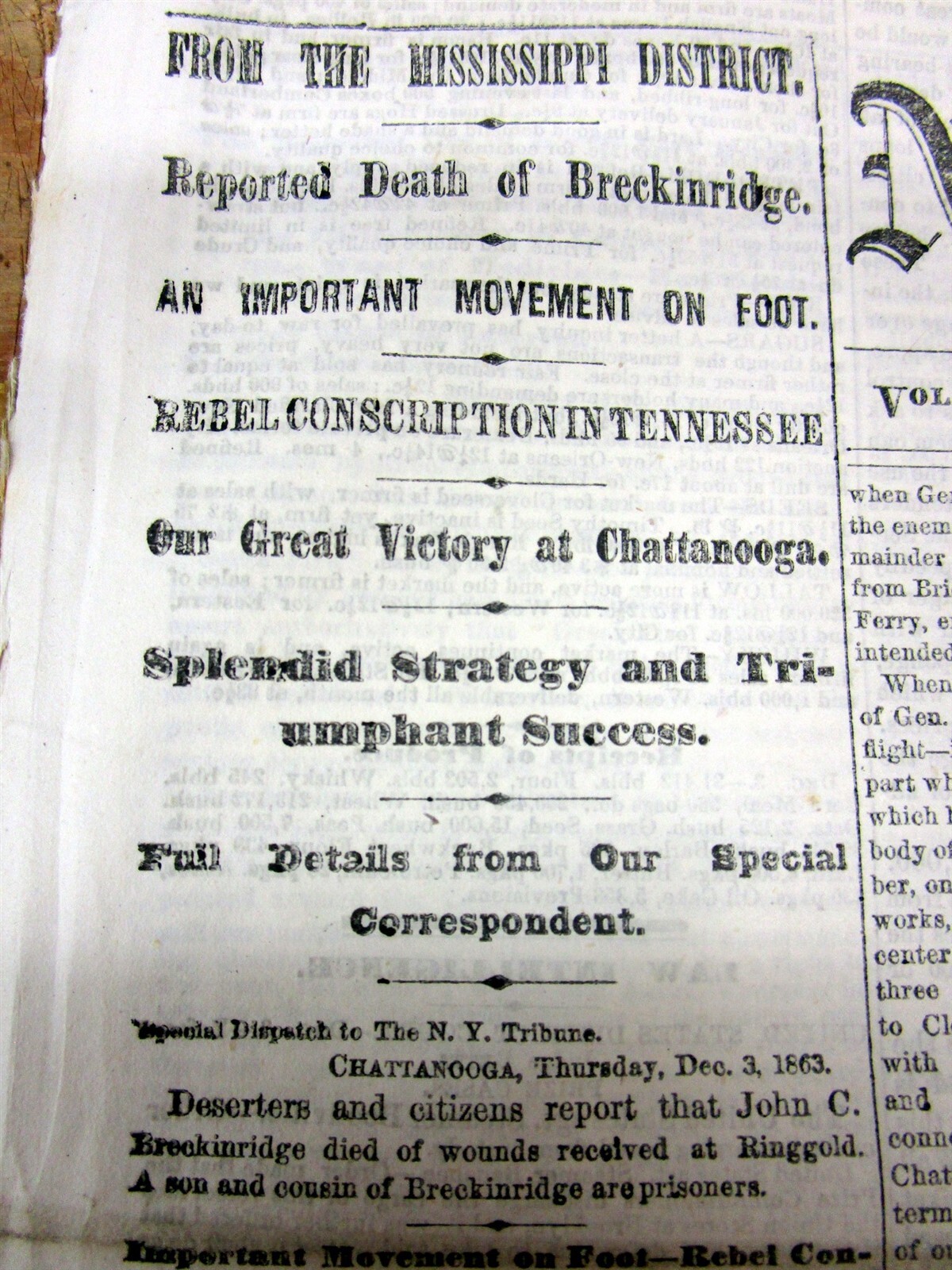 2 1863 Civil War newspapers CHATTANOOGA CAMPAIGN w UNION VICTORY in Tennessee
