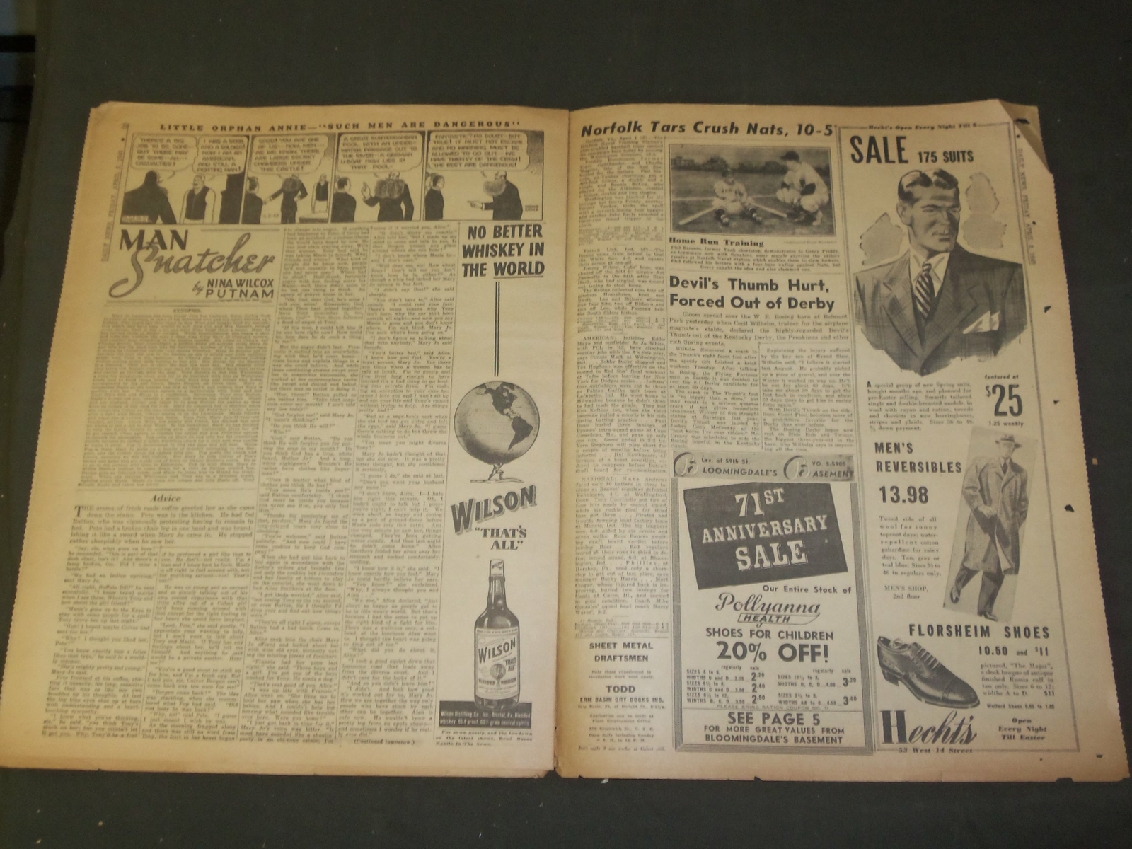 1943 APRIL 2 NEW YORK DAILY NEWS – PLANES RUSH TROOPS TO ROMMEL’S AID – NP 4321