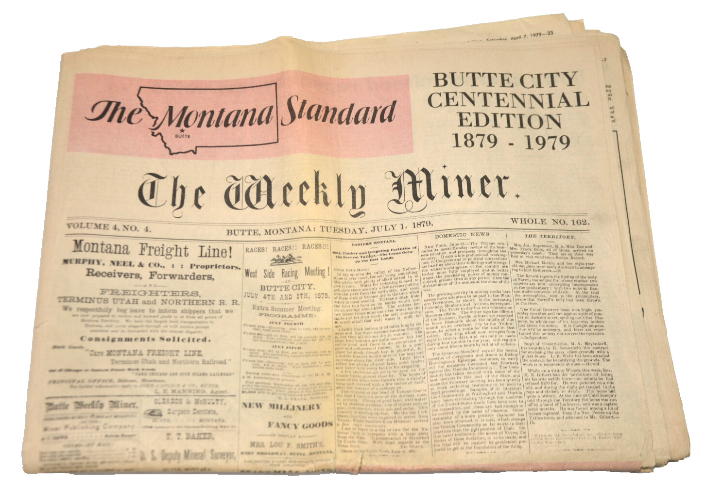 Montana Standard Newspaper Butte Centennial Edition April7 1979 Vtg 1879 Reprint