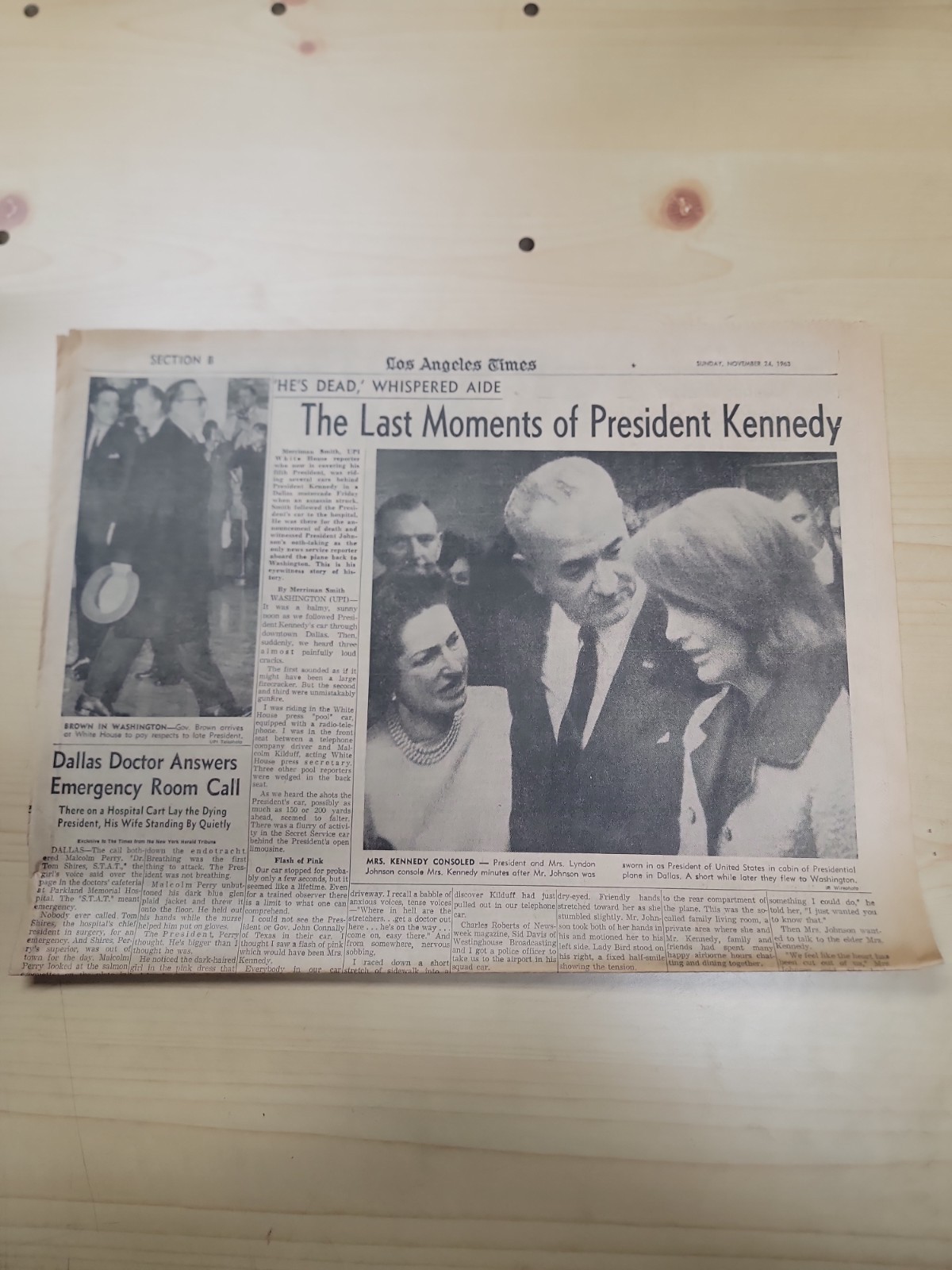 The Last Moments Of President Kennedy – LA Times – November 24, 1963